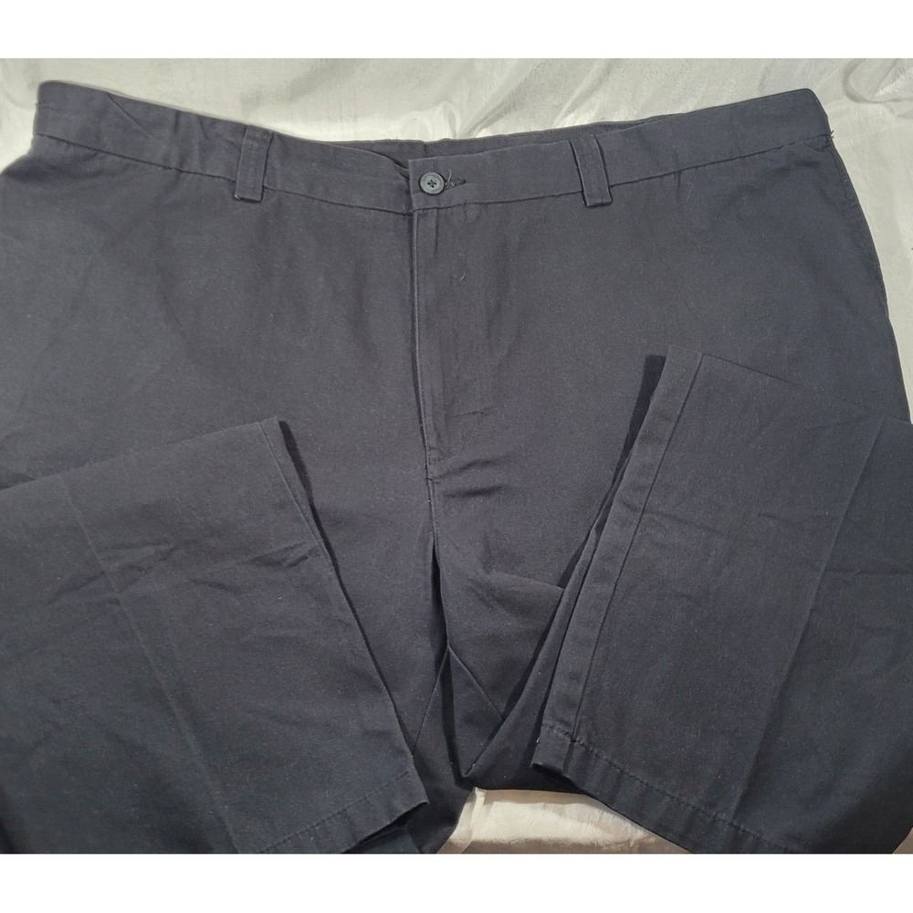 HB Fit by DXL Men's 100% Cotton Adjustable Waist Twill Pants - Black - 48x32(31)